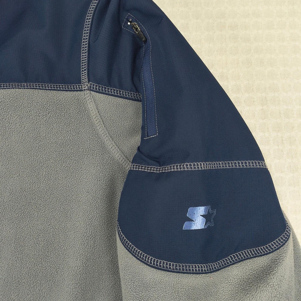 Starter Men 2XL Gray Navy Blue Colorblock 1/4 Zip Fleece Pullover Jacket RN52469 - Picture 5 of 10